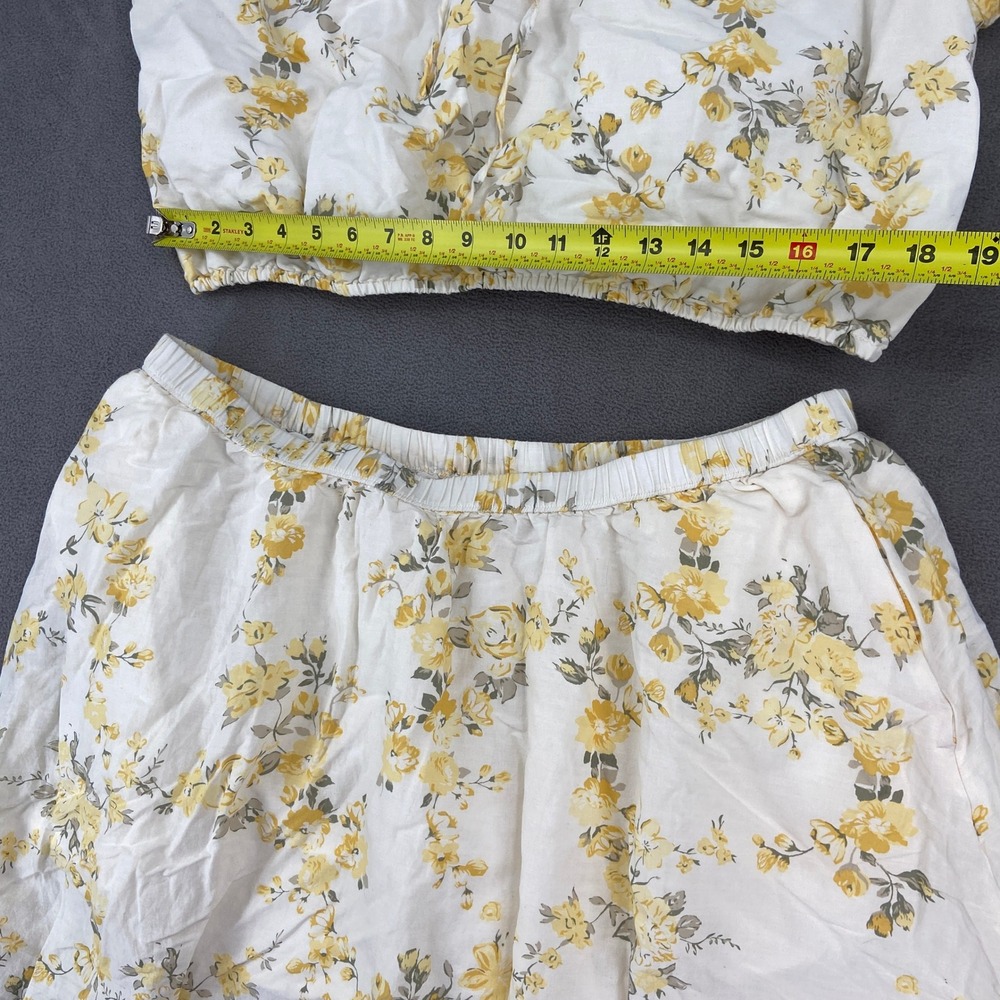 A New Day Yellow Floral 2 Piece Set Crop Top and Midi Skirt XL Womens White - Picture 7 of 11